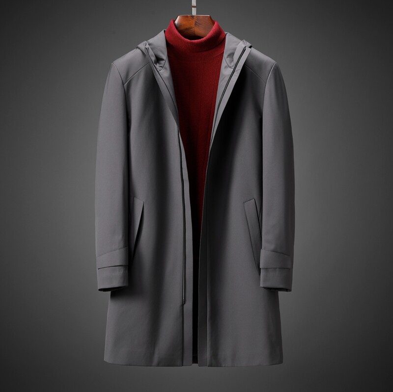 Clear Barn Winter Clip Cotton Warm Wind Clothing Press Glue Waterproof Plus Cotton Thickened Anti-Cold Lock Warm Medium Long Version With Cap Windsuit