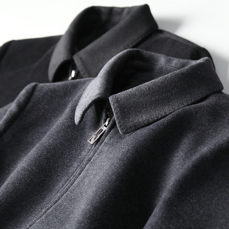 Deep octave leading cadres winter cashmere jacket 52 wool thick warm business casual lapel woolen coat