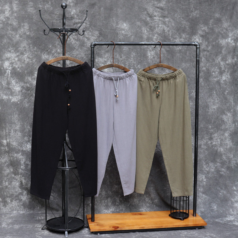 Leisure Spring and Autumn Trousers Men Tang Package Leisure Pants Halen Trousers Loose Rope and Rope Chinese Pants