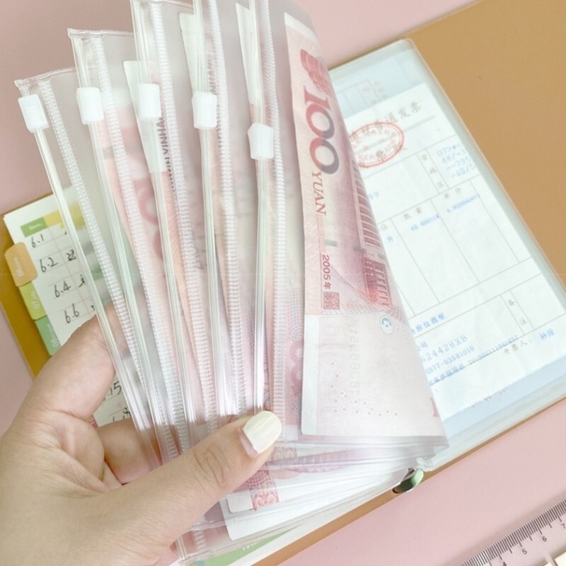 Xiaohongshu Money Storage Binder, Loose-Leaf Accounting Book, Children's Financial Management, Family Income and Expenditure Details, Zippered Bag That Can Hold Medicine