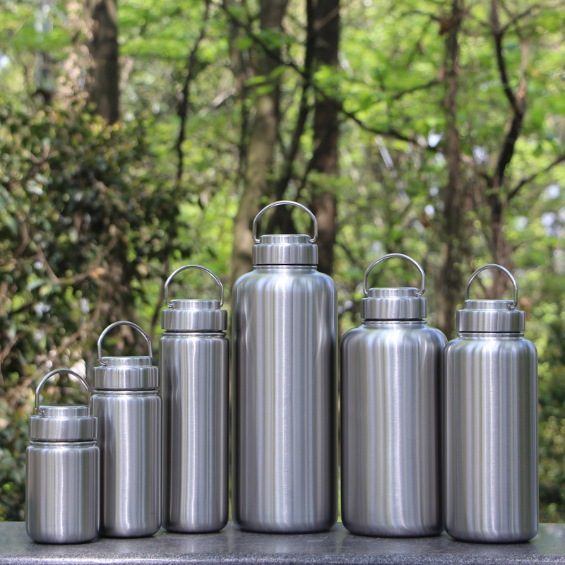 2000ml2400ML Monolayer without insulation 304 stainless steel large capacity outdoor sports kettle cup wide mouth thickened