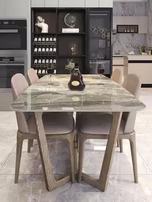 Nordic bright rock board table Italian minimalist modern minimalist rectangular small apartment marble dining table and chair combination