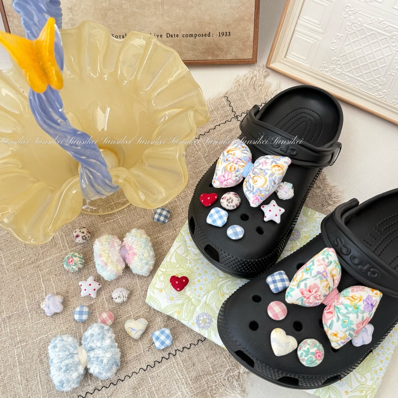 Monet's Garden Korean-Style Fabric Floral Clog Shoe Charms Suitable for Crocs Shoe Buckles DIY Accessories