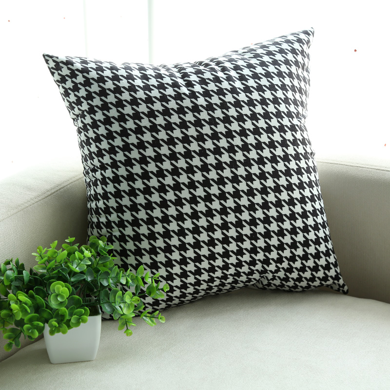 Houndstooth Bắc Âu Đen Vàng Hình học In Gối Thư Đệm Mềm Sofa Gối Tatami Đệm gối sofa cao cấp