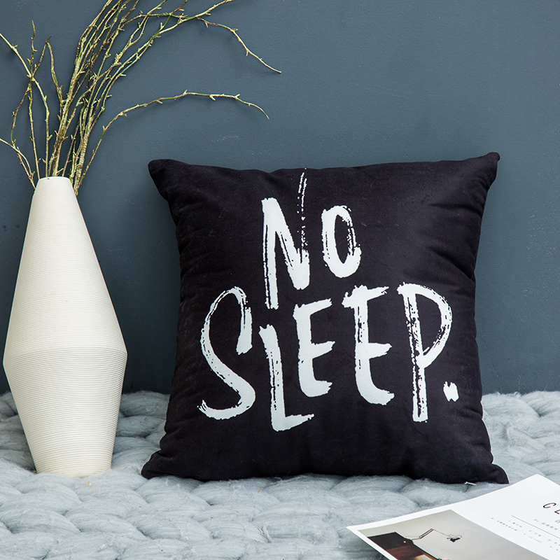 Vỏ gối màu đen và trắng Bắc Âu sọc hình học chữ cái tiếng Anh đơn giản sofa gối văn phòng đệm gối ghế