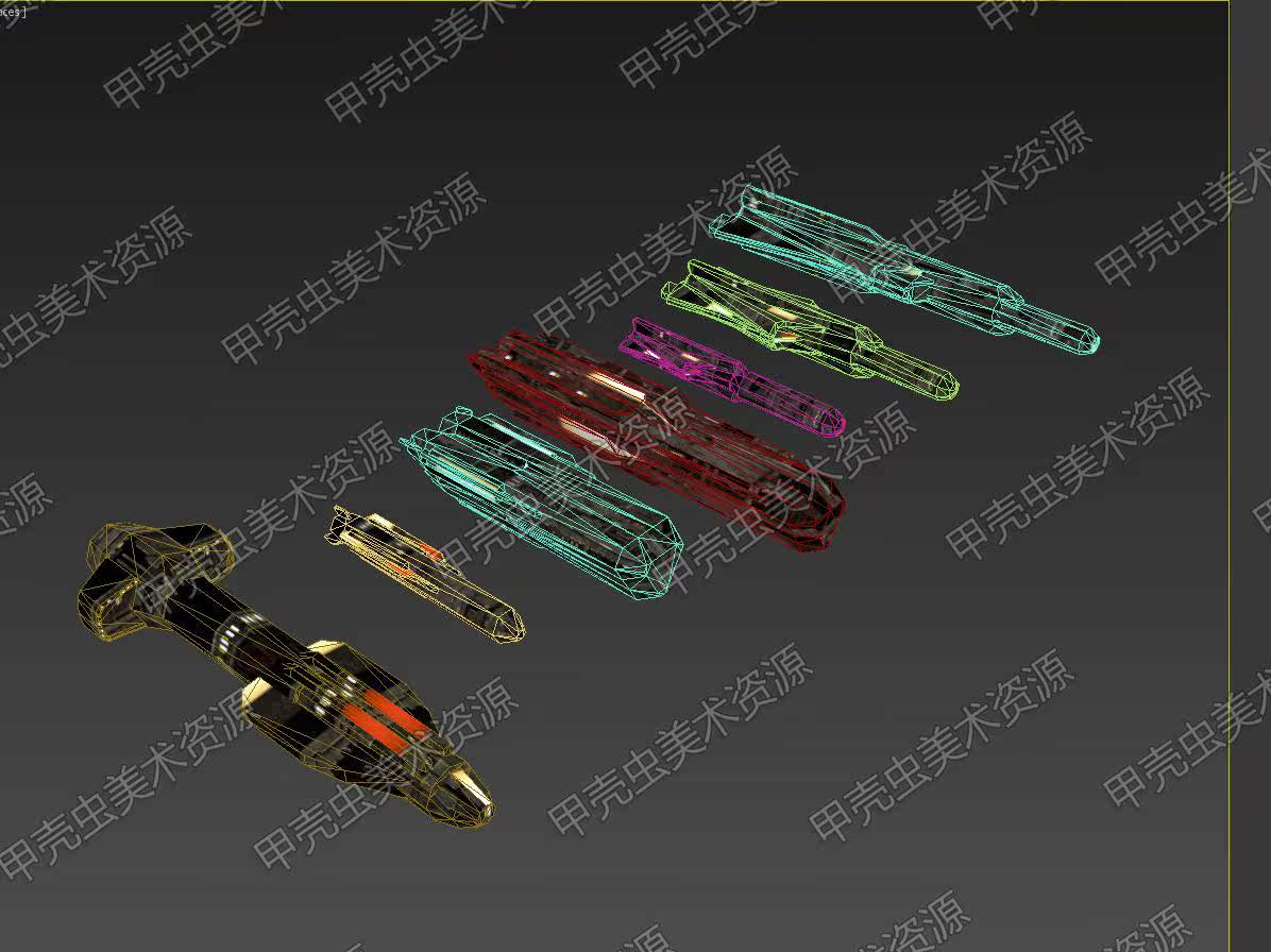 手繪虛幻飛機科幻飛機宇宙飛船機械戰船3dmax模型unity遊戲素材