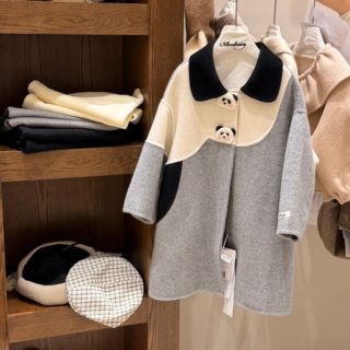Autumn and winter girls' thickened and warm mid-length woolen coat m6667