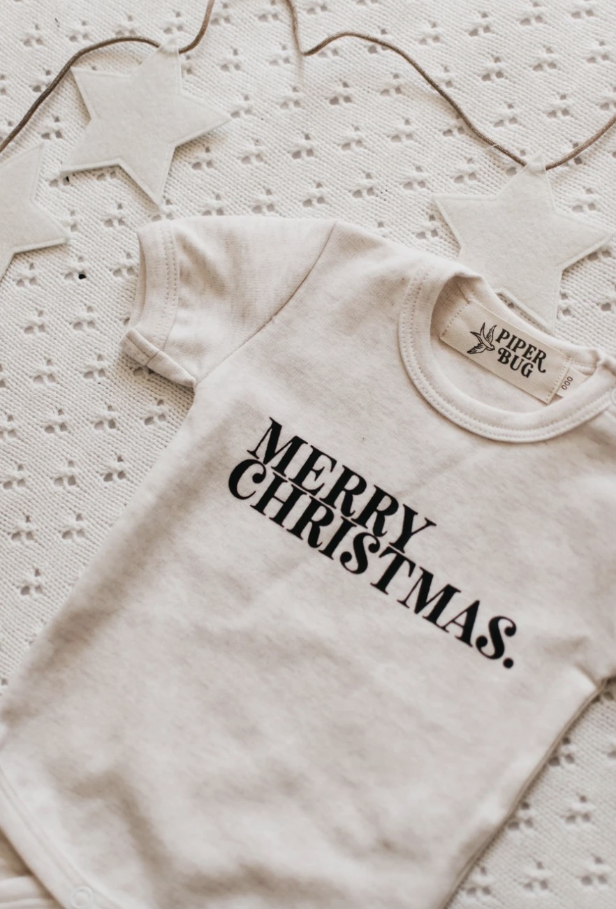 Guoxian｜Australian niche children's clothing Bencer Hazelnut Christmas limited letter short sleeves