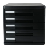 Деликал файловый шкаф 9773 Настольный синдром настольного синдрома хранения пластикового двойного шкафа 5 -слоя без замок черный/серый