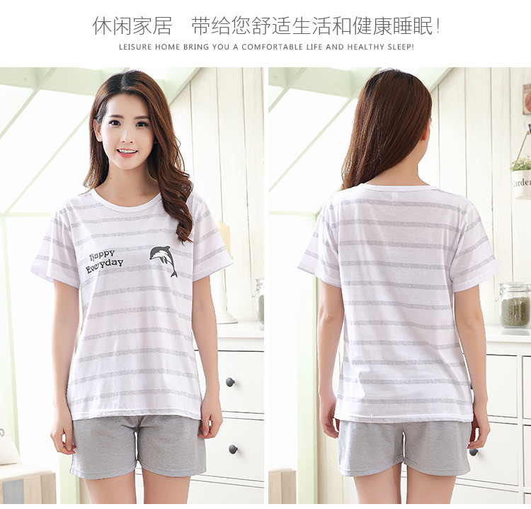 Mùa hè mới cotton vài bộ đồ ngủ ngắn tay phù hợp với nam và nữ phục vụ phim hoạt hình giản dị XL đồ bộ ngủ