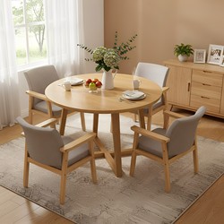 Solid Wood Round Dining Table For Home Small Apartment 2025 New arrival Dining Table Minimalist Modern Accessible Luxury Dining Table and Chair Combination