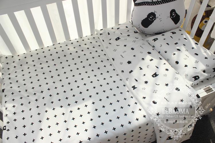 Ins Bắc Âu bé tấm bông trẻ em bộ đồ giường cotton bé không có huỳnh quang ba mảnh có thể được tùy chỉnh quilt cover