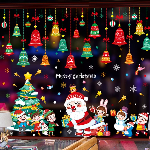 Рождественский декор для детского сада, стеклянная оконная наклейка, наклейки для пожилых людей