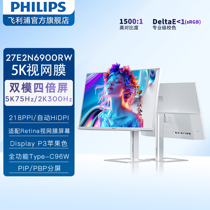 Philips 27-Inch 5K Computer Monitor Ips Blue Light Comfort Design Office Display Screen 27E2N6900Rw