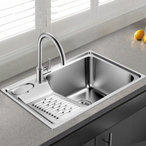 Laundry sink with washboard Laundry counter basin 304 stainless steel balcony sink Single slot thickened kitchen washing dishes in one