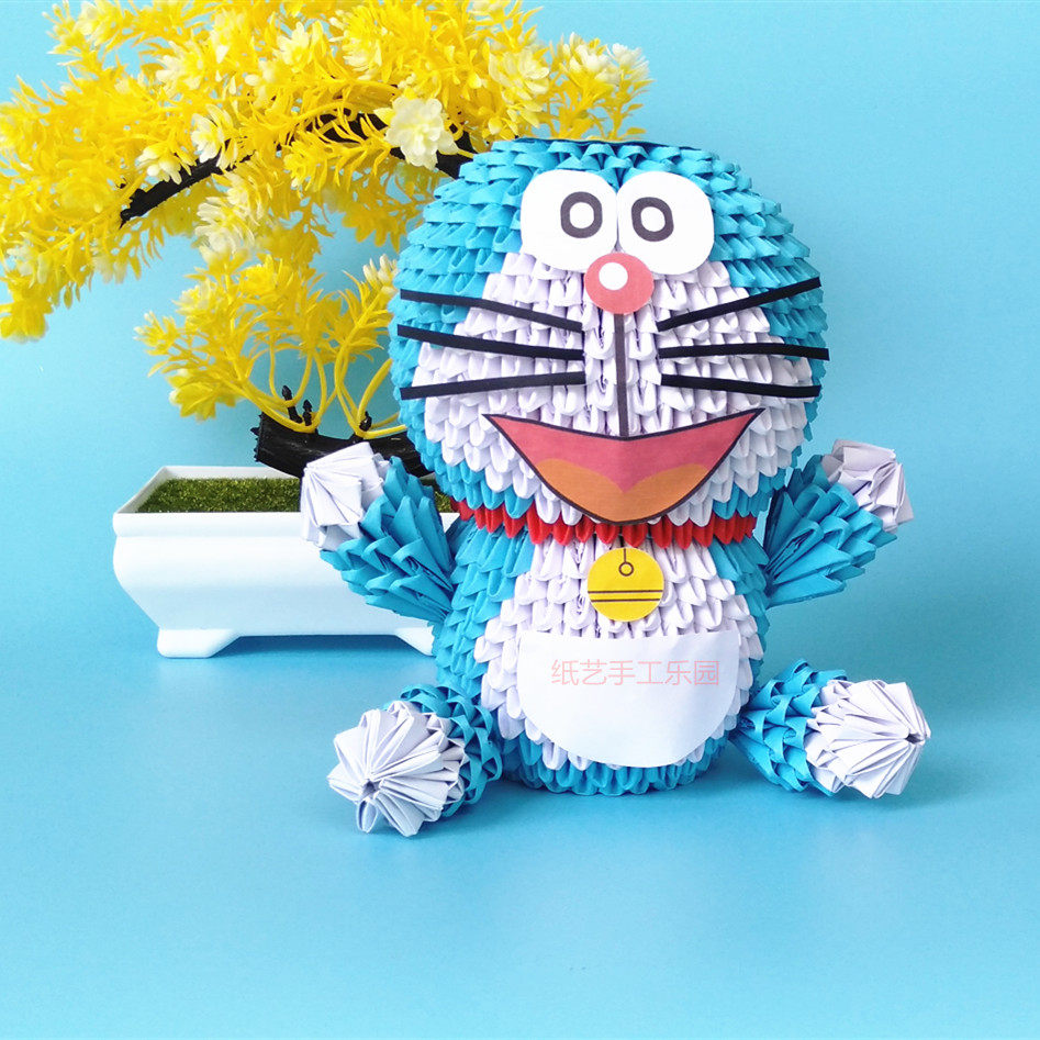 Cartoon student handmade triangle insert origami children's production creative material package Puzzle DIY robot cat semi-finished products