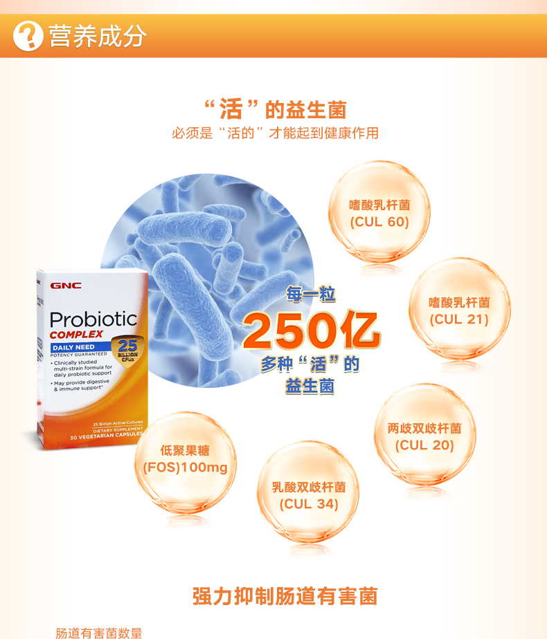 GNC 健安喜250亿超级益生菌复合胶囊