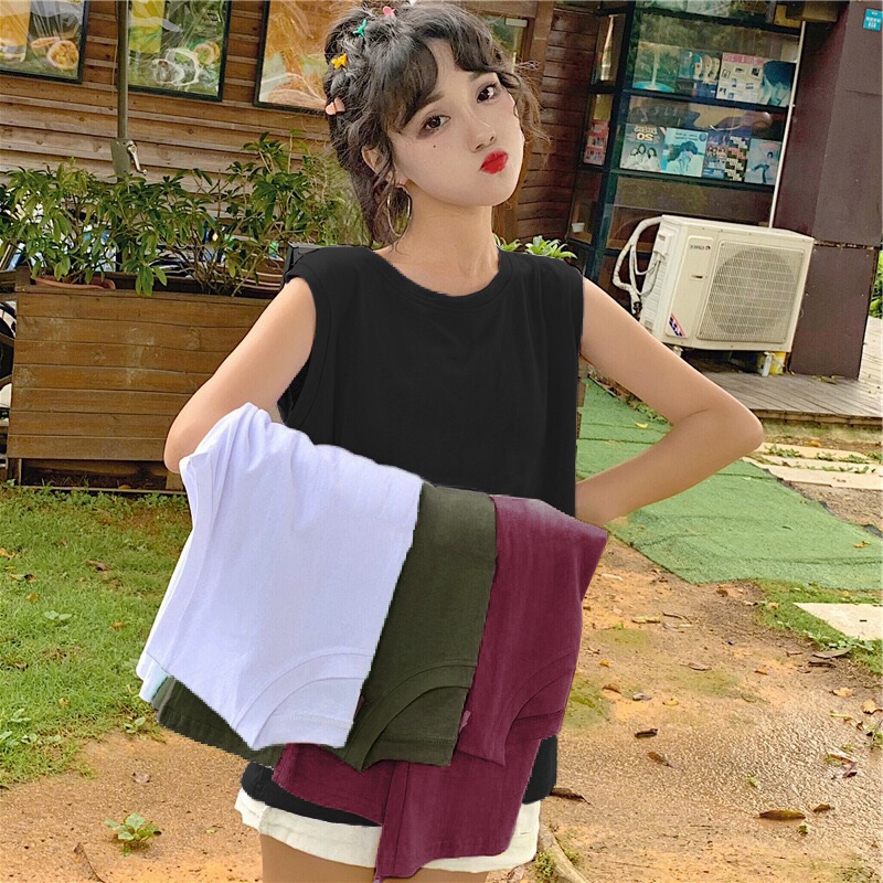 Hong Kong Style Solid Color Camisole for Women, Summer Student Outerwear, Harajuku Style Loose Sleeveless Inner Wear, Versatile Base Layer Camisole for Women Hong Kong Style Solid Color Camisole for Women, Summer Student Outerwear, Harajuku Style Loose Sleeveless Inner Wear, Versatile Base Layer Camisole for Women