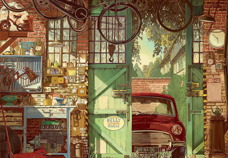 (Spot) nostalgic old garage EDUCA Spain import jigsaw puzzle 1500 pieces Renault tile Renoir