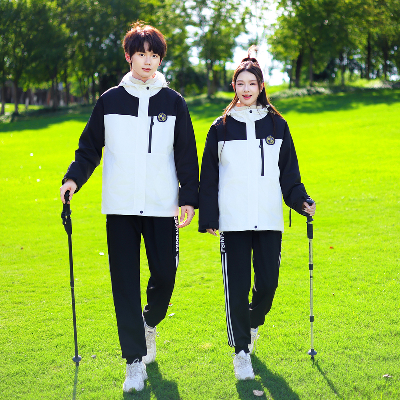 Junior High School Student Class Uniforms, Autumn and Winter Black and White Inner-Layered Windbreaker Suits, High School Student Sports Meeting Uniforms, Four-Piece Set Junior High School Student Class Uniforms, Autumn and Winter Black and White Inner-Layered Windbreaker Suits, High School Student Sports Meeting Uniforms, Four-Piece Set