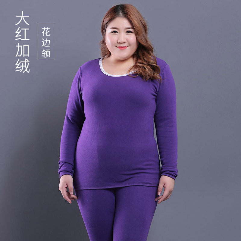 Thêm chất béo để tăng thu quần quần áo mùa thu chất béo chị ấm bộ đồ lót chất béo mm200 pounds phụ nữ bông áo len lớn cộng với nhung.