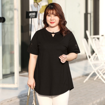 6xl big code womens dress 2022 new summer clothing plus fertilizer 200 catty and fat mm mid-length loose short sleeve t-shirt female blouse