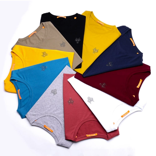 Septwolves, мужская летняя тонкая приталенная белая футболка с коротким рукавом