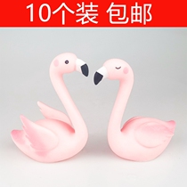 Flamingo cake decoration Valentines Day princess birthday party swan ornament Net Red birthday plug-in 10