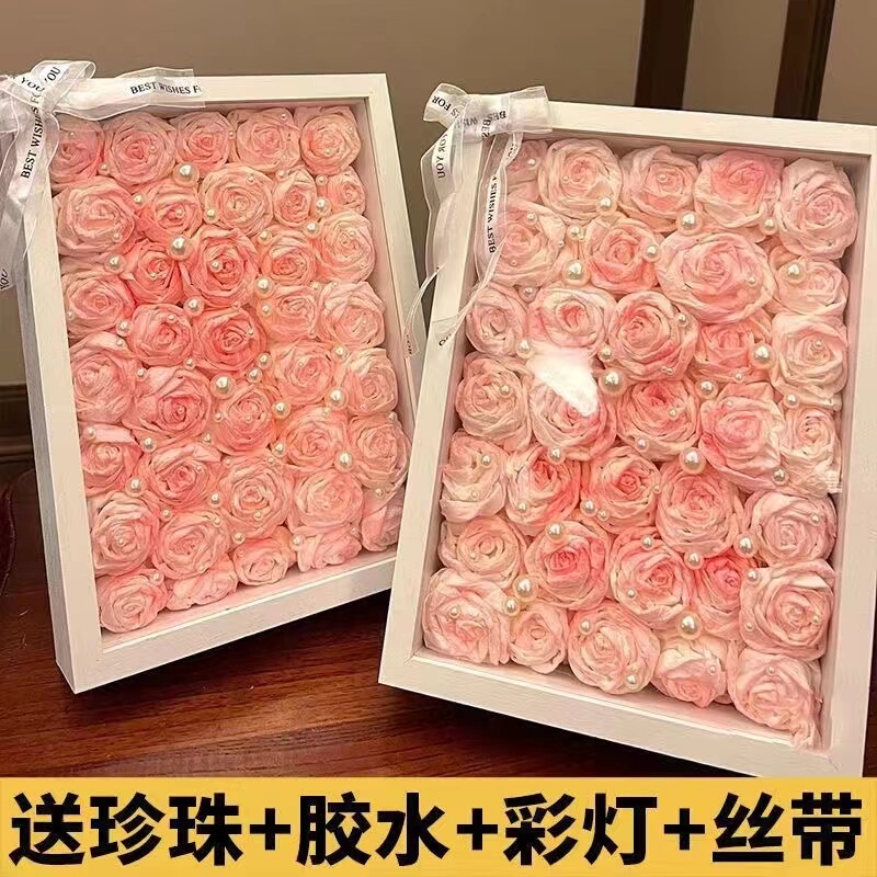 Paper Towel Flower Rose Storage Box Toilet Paper Origami Gift for Best Friends and Couples Handmade DIY Photo Frame Valentine's Day Gift