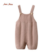 Baby bib shorts Knitted Korean baby harem early autumn mens and womens baby sling shorts knitted one-piece climbing clothes