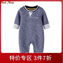 AuroMes one-piece sweater baby jumpsuit autumn and winter out tide 0-1 year old male baby crawling clothes new spring clothes