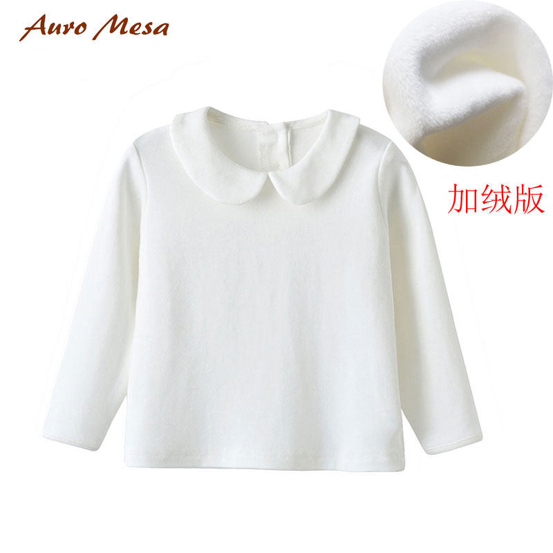 AuroMesa baby autumn winter dolls collar gush warm and cold proof Long sleeves Inner Lap Clothes Baby Pure Color Treetop T-shirt