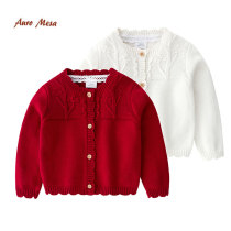 AuroMesa Spring New Knitted Wool Jacket Girls Red Pure Cotton Knitted Shawl Korean Knitted Shirt