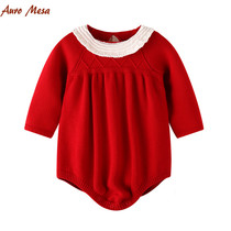 AuroMesa Infant knitted one-piece Autumn and winter baby triangle romper ins baby sweater bag fart