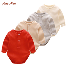 AuroMesa baby one-piece Spring and Autumn baby bag fart clothes Long-sleeved thin newborns out clothes Crawling clothes