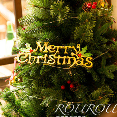 Golden English Christmas word card Christmas decoration Christmas Tree decoration