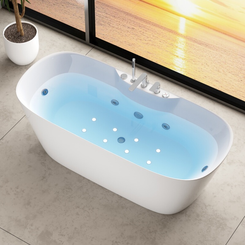 New Bathtub for Small Apartments, Square-Shaped, with Jet Massage, Constant Temperature Heating, Freestanding Japanese-Style Soaking Tub for Adults