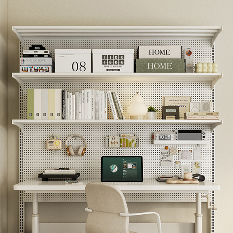 Desk hole board storage rack floor-standing student home desktop bookshelf multi-layer vertical wall storage shelf display