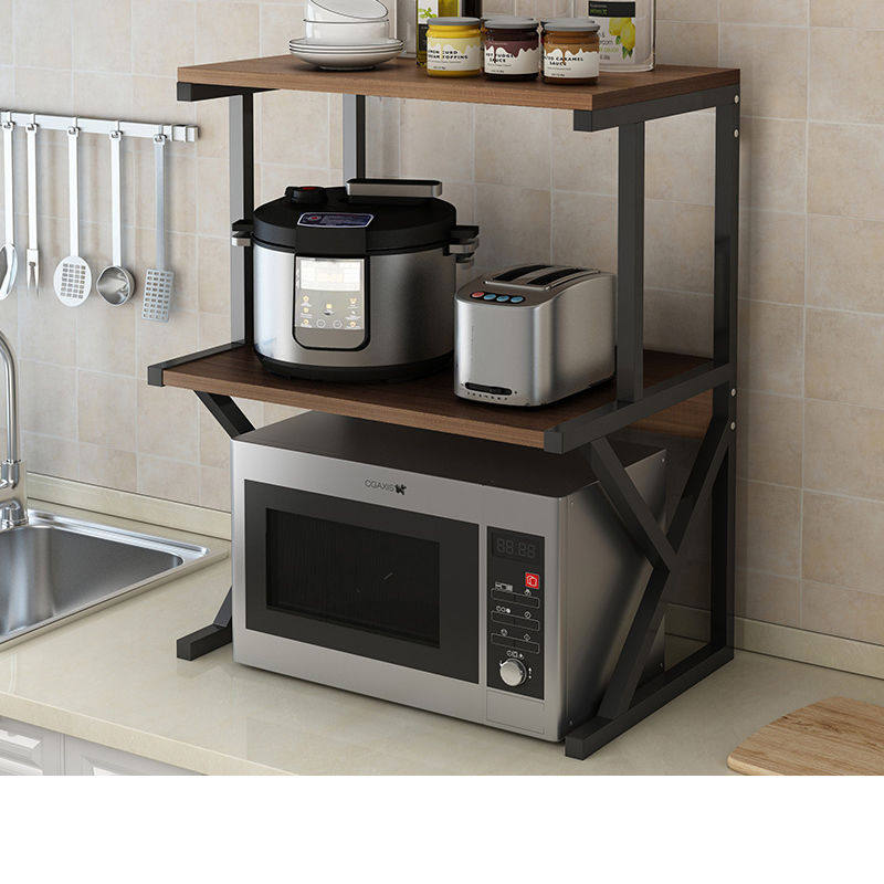 Kitchen Shelving Ground Style Seasoning of Divine Instrumental Shelving shelf Desktop Double shelf Oven Microwave racks