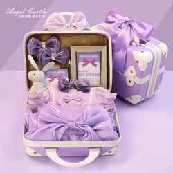 夏季梦幻紫公主满月礼服百天周岁送礼新生婴儿儿礼物高端初生礼盒