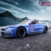 1:24 rally racing M6 GT3 alloy car model sound and light front wheel steerable toy car model collection gift