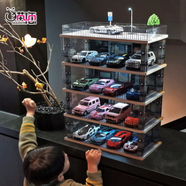 Simulation wooden building model ornaments assembly miniature scene toy house car parking lot building Building