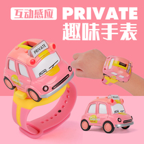 Children 1-6 years old watch mini bus alloy sound light car Net red same toy boy fun car model