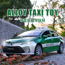Taxi childrens toy car alloy car simulation car model ornaments metal back to open the door large boy