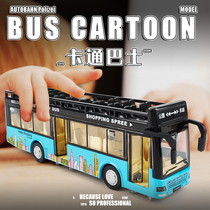 Convertible double decker bus toy boy can open the door Childrens toy car Bus car car model simulation alloy