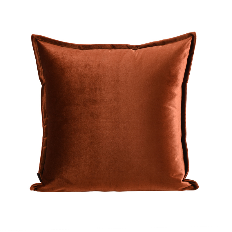 『Silk Light』 New High-End Velvet Coffee Brown Velvet Pillow Square Pillow Lumbar Pillow Designer Model Room Cushion