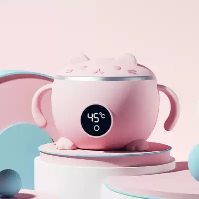 Baby thermostatic warm bowl rechargeable water-free smart non-staple food bowl anti-hot and anti-drop stainless steel children's eating bowl