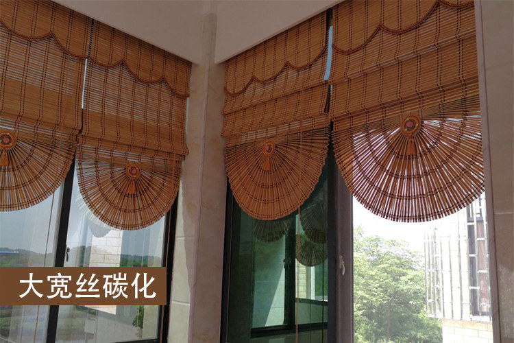 Шторы рулонные 定制日式竹帘窗帘卷帘遮阳升降扇形帘成品罗马帘酒店饭店竹门帘 Old GE plait