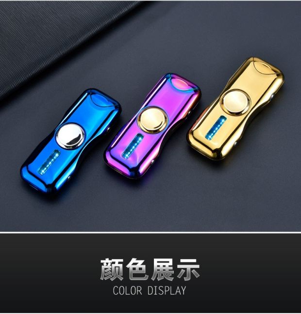 Xoay ngón tay gyro usb sạc nhẹ hơn đôi cung đầy màu sắc ngón tay thuốc lá nhẹ hơn cá tính đàn ông gửi bạn trai bật lửa đẹp
