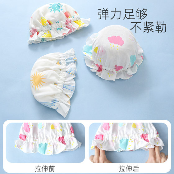 Baby hat spring and autumn style for female baby summer newborn thin baby pure cotton gauze 3 to 6 months old baby